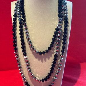 Vintage Black and Silver Beaded Necklace